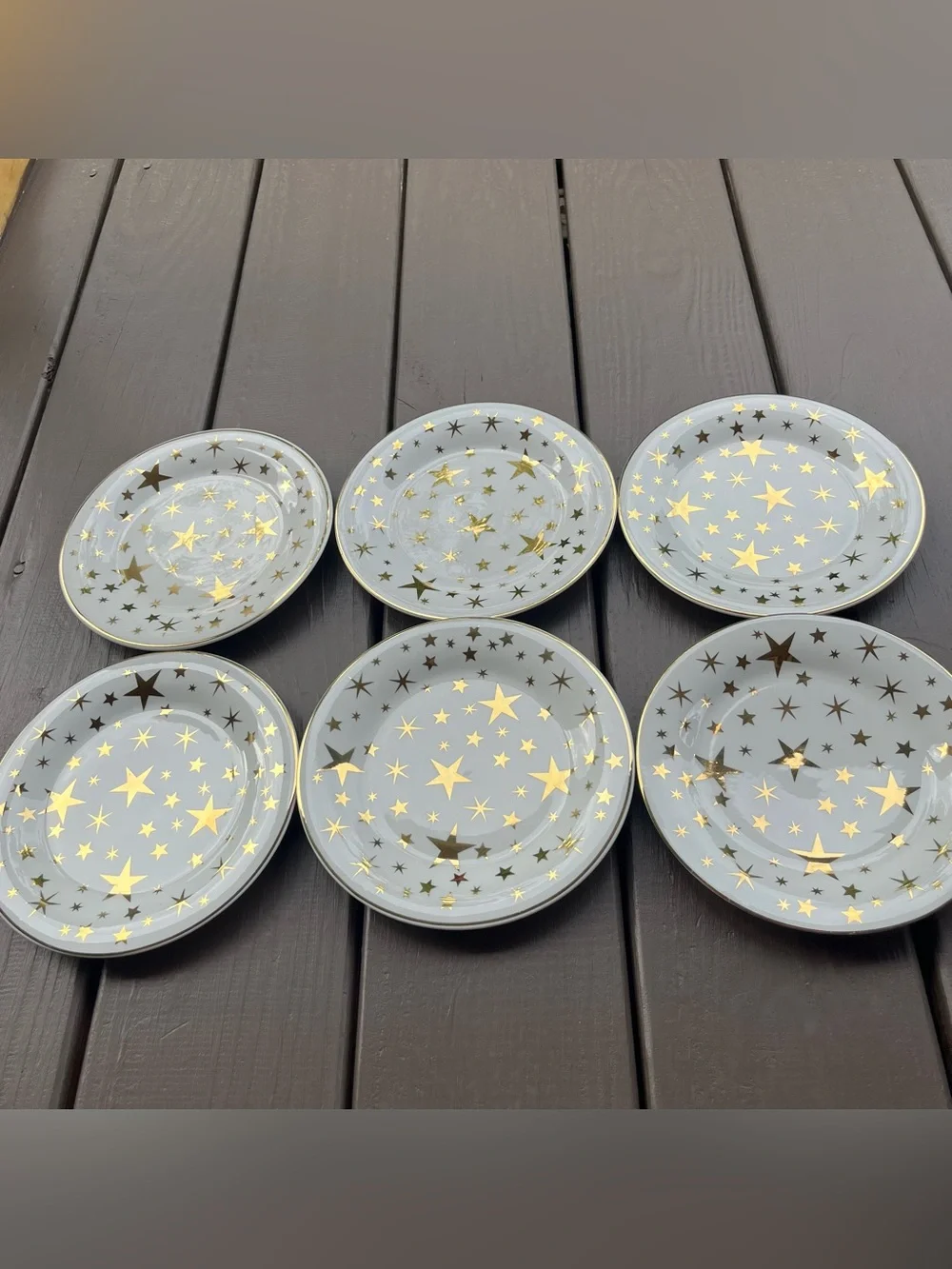 Vintage 1997 Sakura Classic Gold Stars 6 Salad Plate 7.5” Celestial Party Whimsy